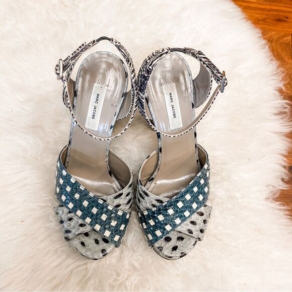 🍋 Marc Jacobs • Women’s Elap Sandals Python Printed w/Ankle Strap Size 36.5 - Picture 6 of 11